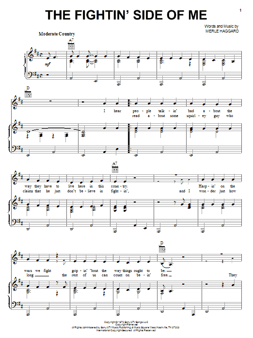 Download Merle Haggard The Fightin' Side Of Me Sheet Music and learn how to play Chord Buddy PDF digital score in minutes