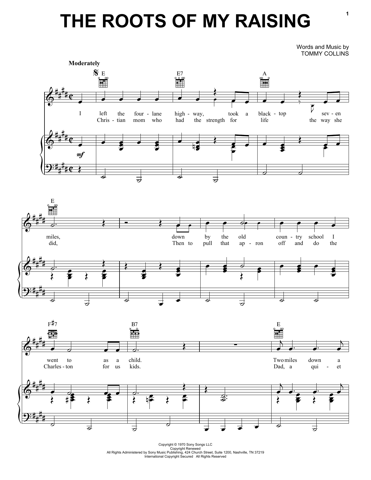 Download Merle Haggard The Roots Of My Raising Sheet Music and learn how to play Piano, Vocal & Guitar Chords (Right-Hand Melody) PDF digital score in minutes