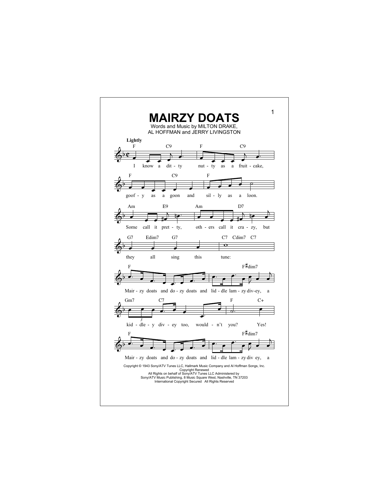Download Merry Macs Mairzy Doats Sheet Music and learn how to play Ukulele PDF digital score in minutes