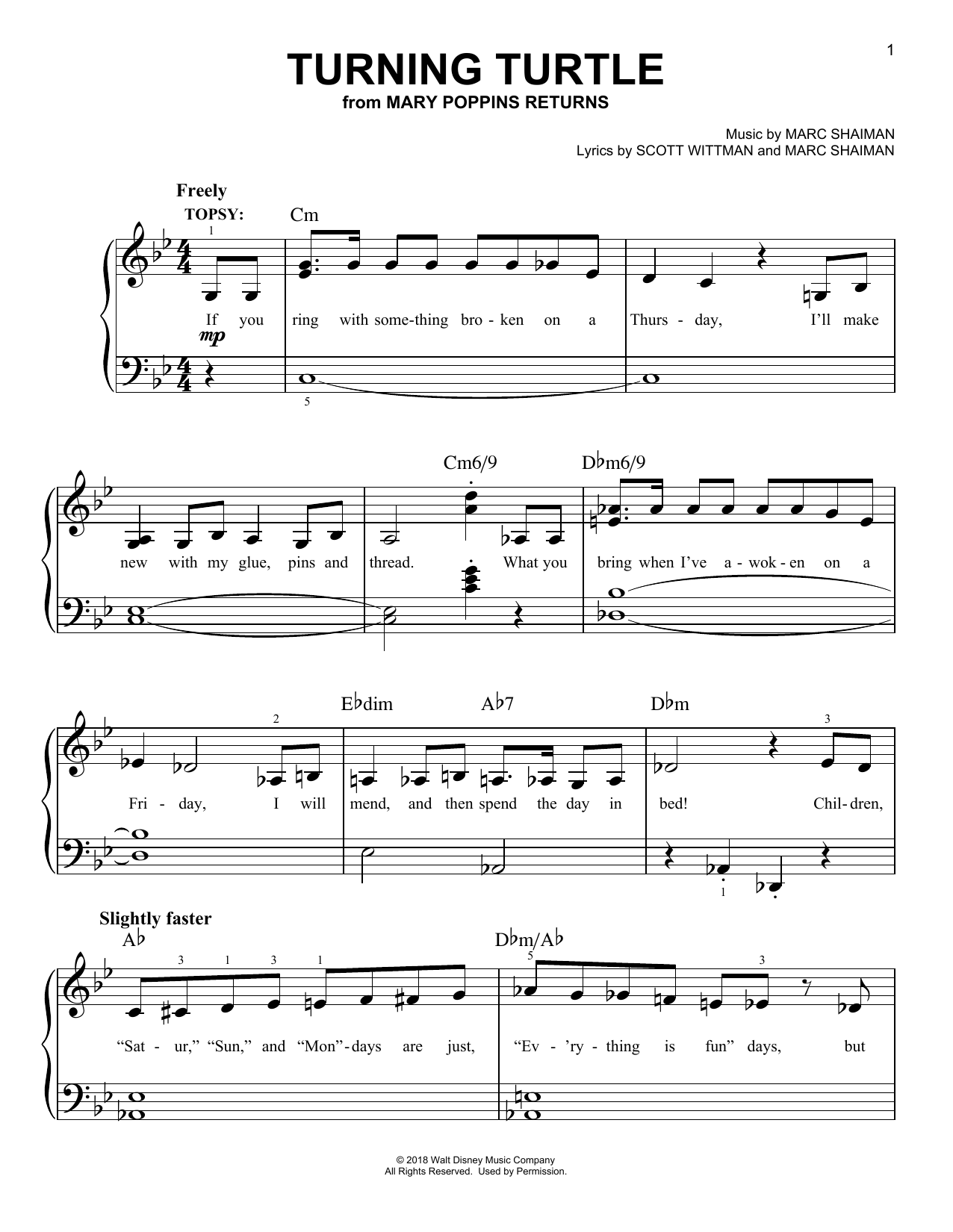 Download Meryl Streep & Company Turning Turtle (from Mary Poppins Returns) Sheet Music and learn how to play French Horn Solo PDF digital score in minutes