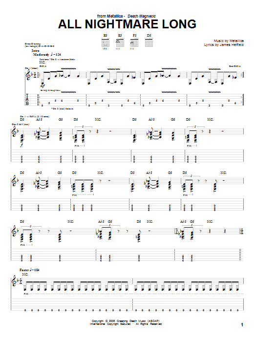 Download Metallica All Nightmare Long Sheet Music and learn how to play Bass Guitar Tab PDF digital score in minutes