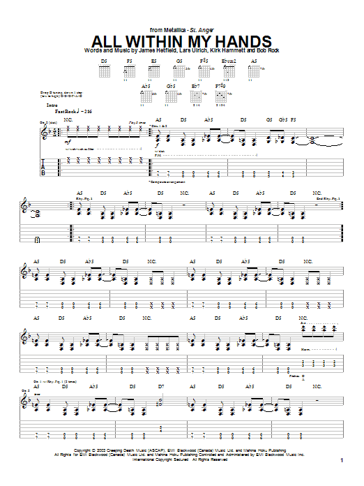 Download Metallica All Within My Hands Sheet Music and learn how to play Bass Guitar Tab PDF digital score in minutes