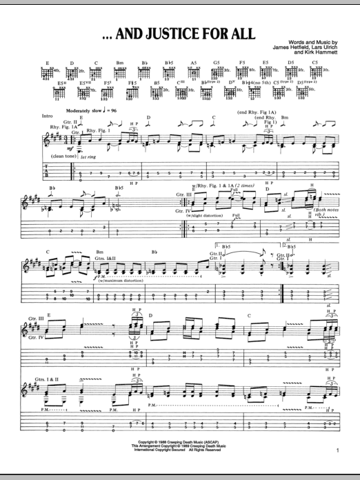 Download Metallica ...And Justice For All Sheet Music and learn how to play Lyrics & Chords PDF digital score in minutes
