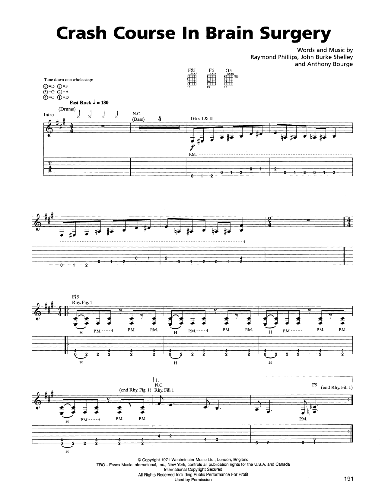 Download Metallica Crash Course In Brain Surgery Sheet Music and learn how to play Bass Guitar Tab PDF digital score in minutes