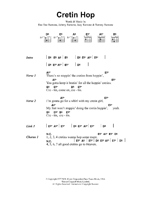 Download Metallica Cretin Hop Sheet Music and learn how to play Lyrics & Chords PDF digital score in minutes