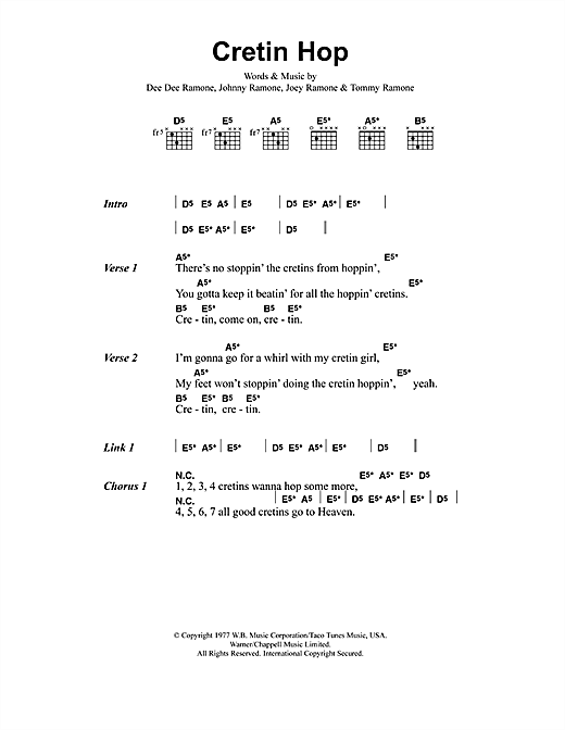 Download Metallica Cretin Hop Sheet Music and learn how to play Lyrics & Chords PDF digital score in minutes