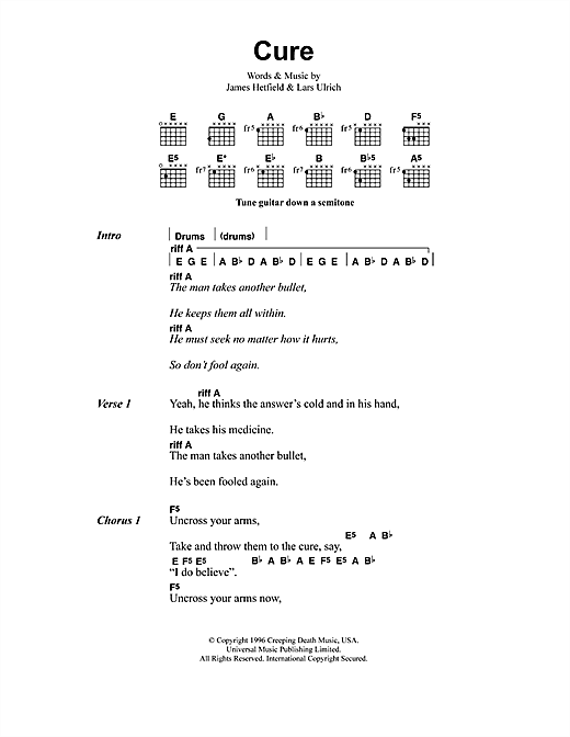 Download Metallica Cure Sheet Music and learn how to play Bass Guitar Tab PDF digital score in minutes
