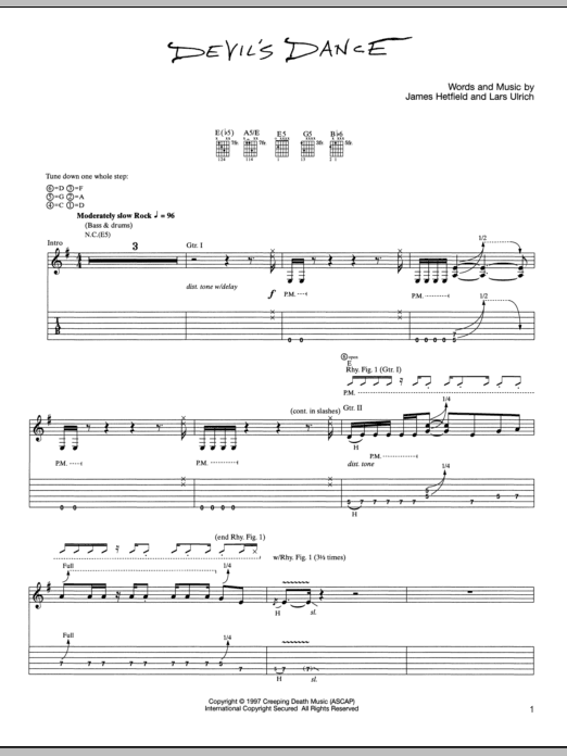 Download Metallica Devil's Dance Sheet Music and learn how to play Lyrics & Chords PDF digital score in minutes