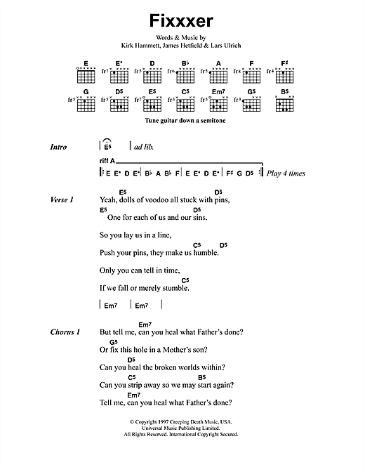 Download Metallica Fixxxer Sheet Music and learn how to play Bass Guitar Tab PDF digital score in minutes