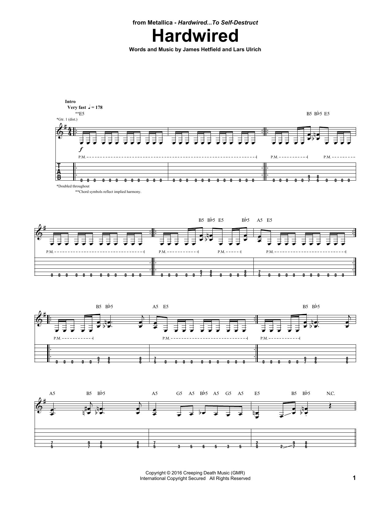 Download Metallica Hardwired Sheet Music and learn how to play Guitar Tab PDF digital score in minutes