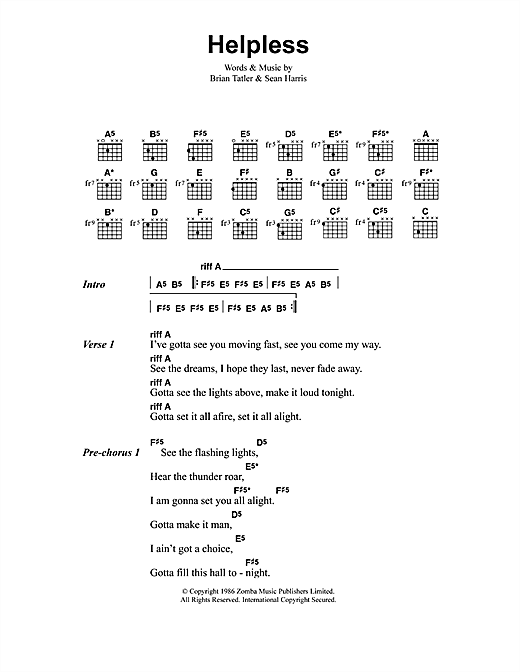 Download Metallica Helpless Sheet Music and learn how to play Lyrics & Chords PDF digital score in minutes