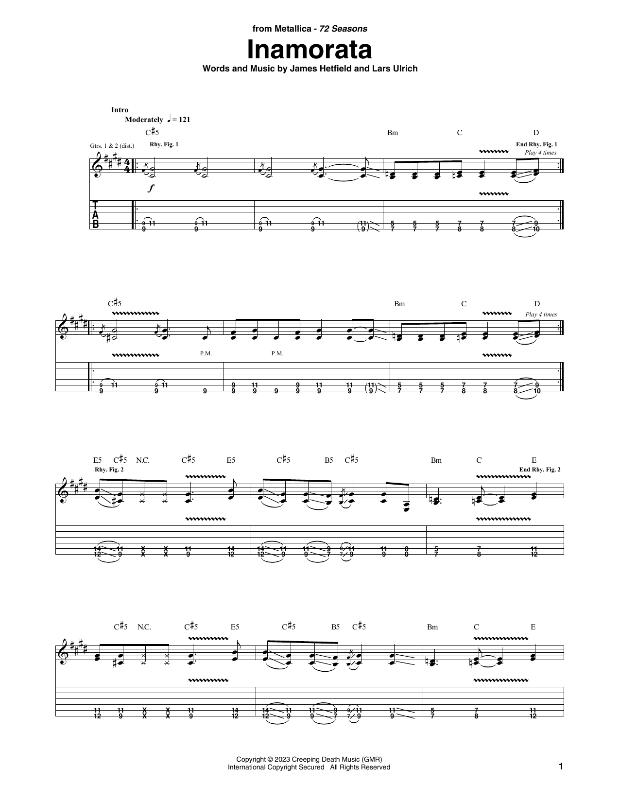 Download Metallica Inamorata Sheet Music and learn how to play Guitar Tab PDF digital score in minutes