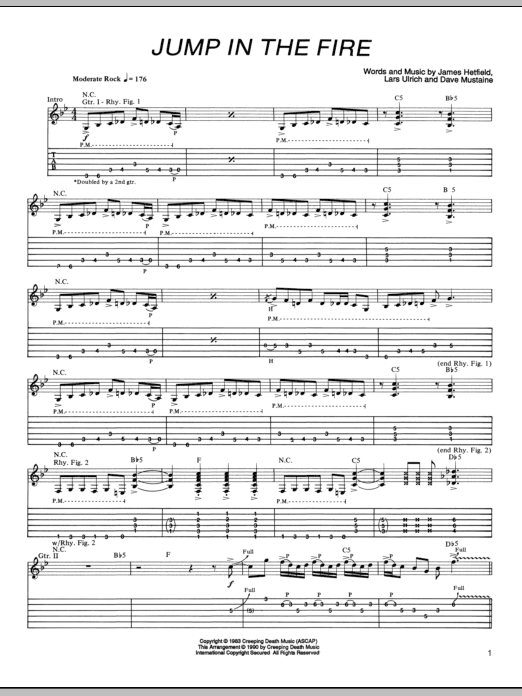 Download Metallica Jump In The Fire Sheet Music and learn how to play Lyrics & Chords PDF digital score in minutes