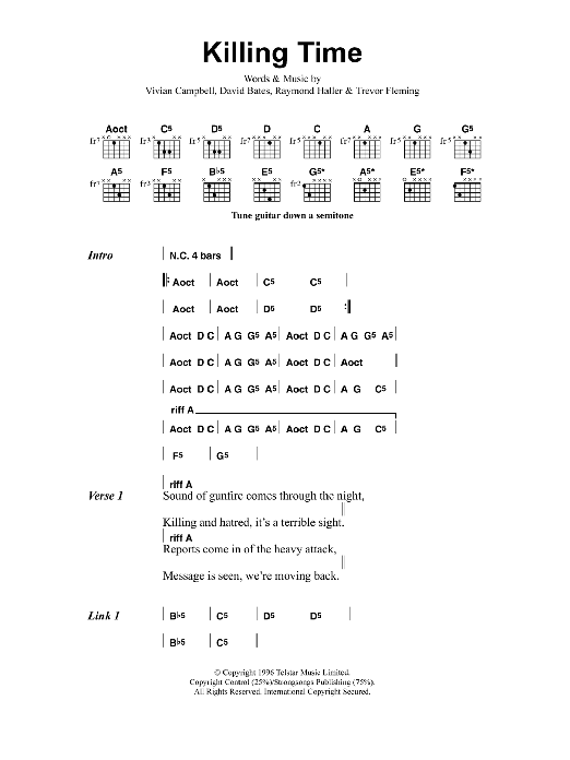 Download Metallica Killing Time Sheet Music and learn how to play Lyrics & Chords PDF digital score in minutes