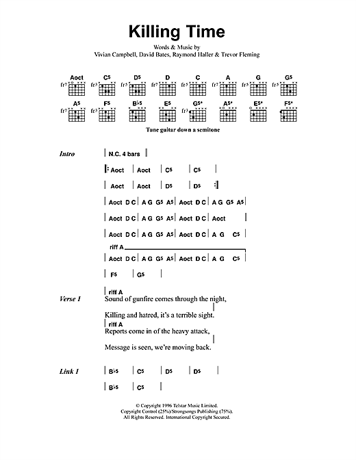 Download Metallica Killing Time Sheet Music and learn how to play Lyrics & Chords PDF digital score in minutes