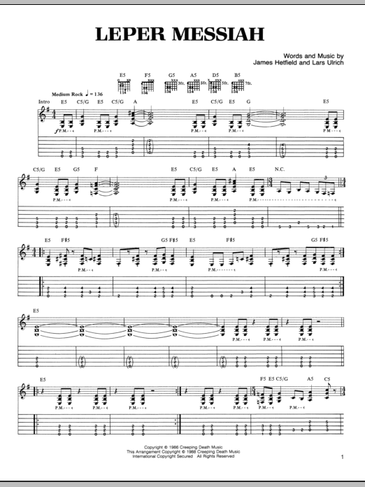 Download Metallica Leper Messiah Sheet Music and learn how to play Lyrics & Chords PDF digital score in minutes