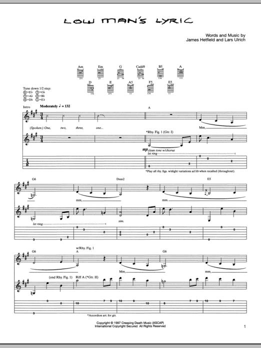 Download Metallica Low Man's Lyric Sheet Music and learn how to play Lyrics & Chords PDF digital score in minutes
