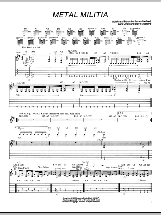 Download Metallica Metal Militia Sheet Music and learn how to play Guitar Tab PDF digital score in minutes