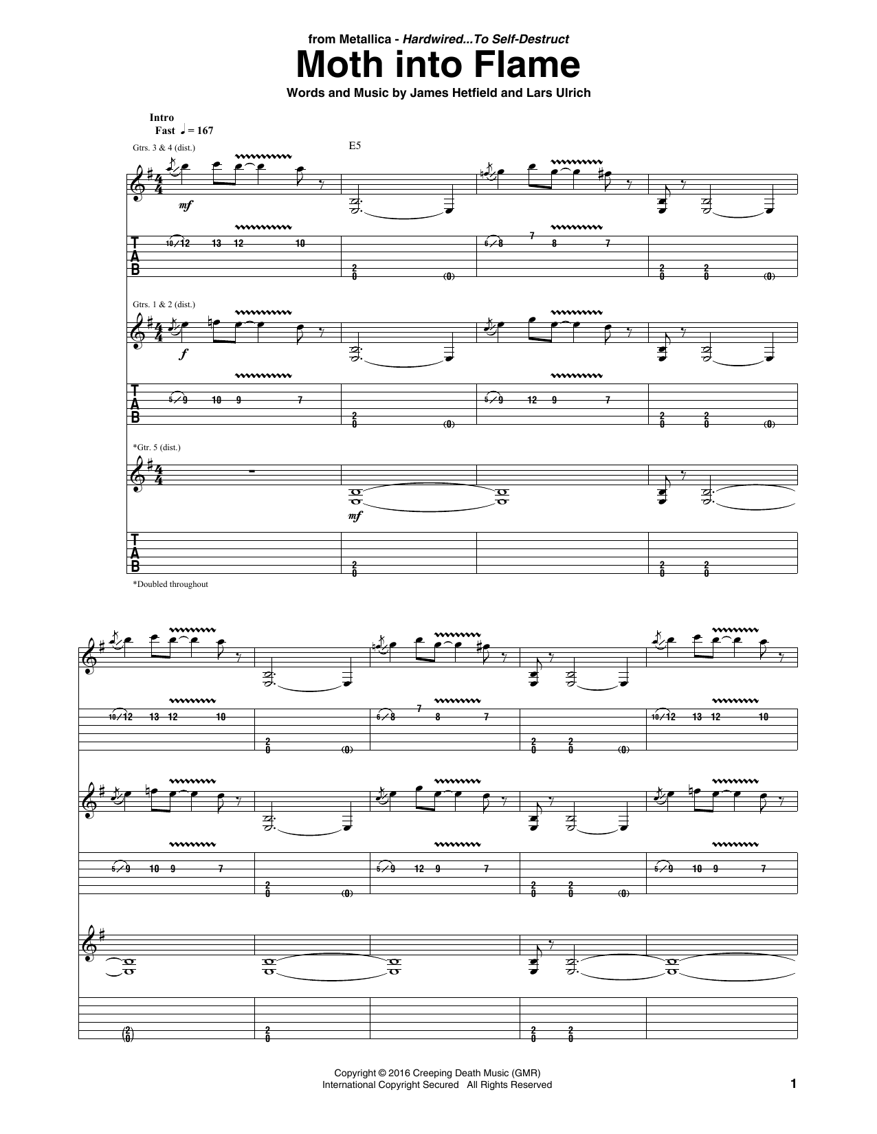 Download Metallica Moth Into Flame Sheet Music and learn how to play Drums Transcription PDF digital score in minutes