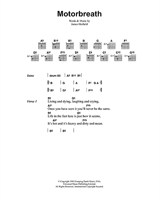 Download Metallica Motorbreath Sheet Music and learn how to play Bass Guitar Tab PDF digital score in minutes