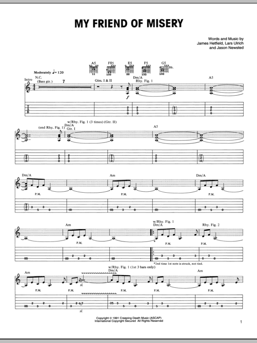 Download Metallica My Friend Of Misery Sheet Music and learn how to play Bass Guitar Tab PDF digital score in minutes