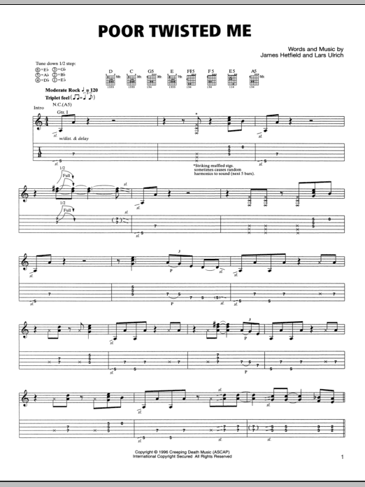 Download Metallica Poor Twisted Me Sheet Music and learn how to play Bass Guitar Tab PDF digital score in minutes