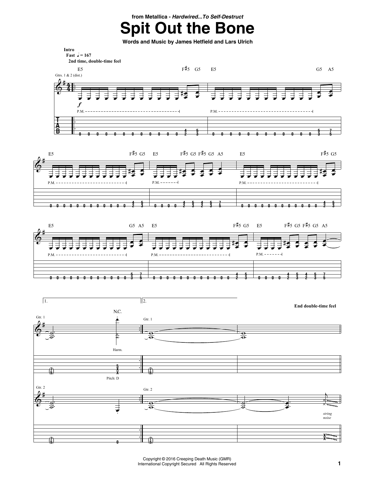 Download Metallica Spit Out The Bone Sheet Music and learn how to play Guitar Tab PDF digital score in minutes