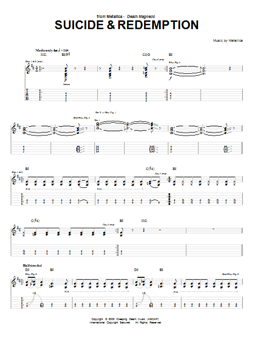 Download Metallica Suicide & Redemption Sheet Music and learn how to play Bass Guitar Tab PDF digital score in minutes