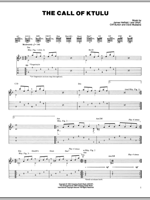 Download Metallica The Call Of Ktulu Sheet Music and learn how to play Bass Guitar Tab PDF digital score in minutes