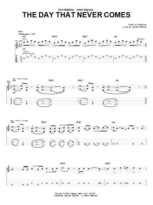Download Metallica The Day That Never Comes Sheet Music and learn how to play Bass Guitar Tab PDF digital score in minutes