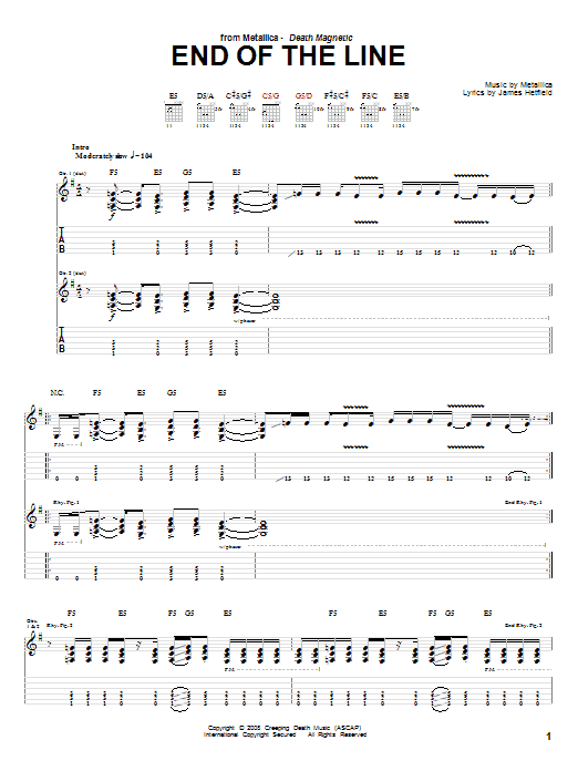 Download Metallica The End Of The Line Sheet Music and learn how to play Drums Transcription PDF digital score in minutes