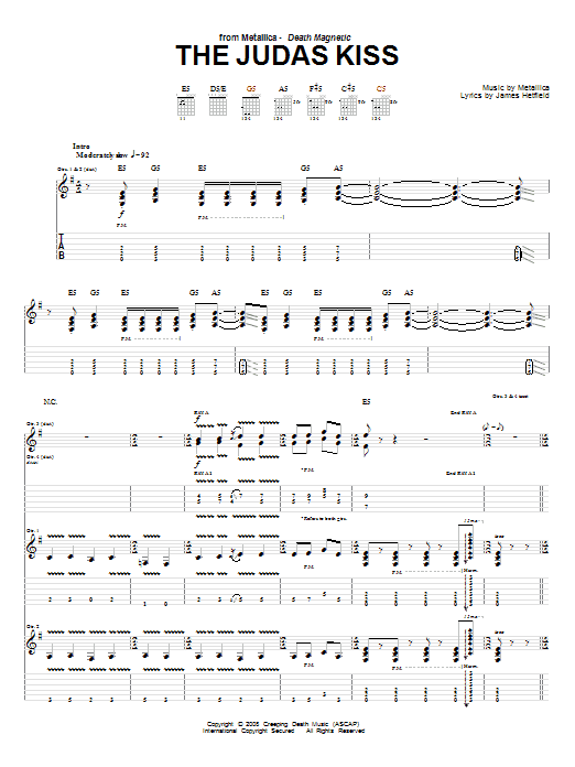 Download Metallica The Judas Kiss Sheet Music and learn how to play Easy Guitar Tab PDF digital score in minutes