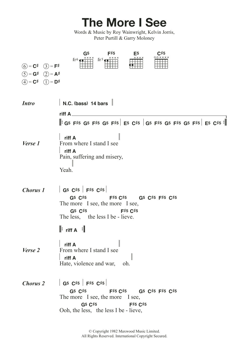 Download Metallica The More I See Sheet Music and learn how to play Lyrics & Chords PDF digital score in minutes