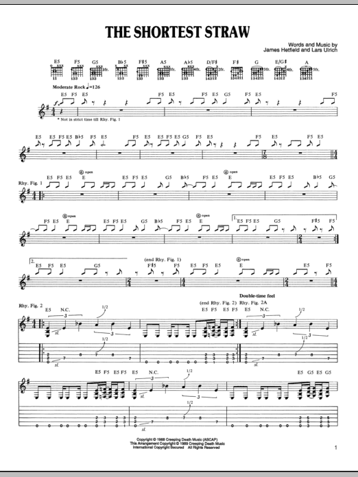 Download Metallica The Shortest Straw Sheet Music and learn how to play Lyrics & Chords PDF digital score in minutes