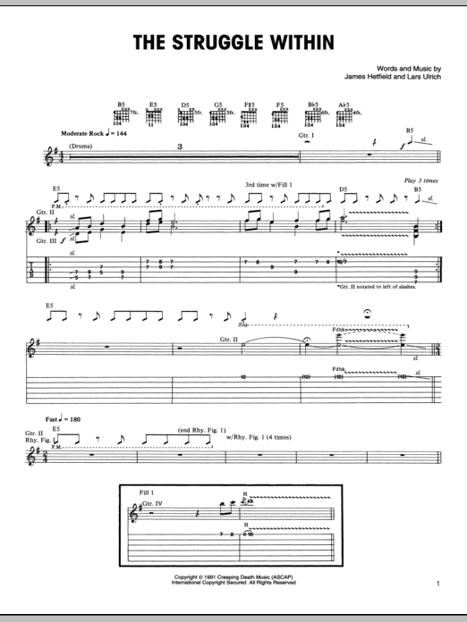 Download Metallica The Struggle Within Sheet Music and learn how to play Bass Guitar Tab PDF digital score in minutes