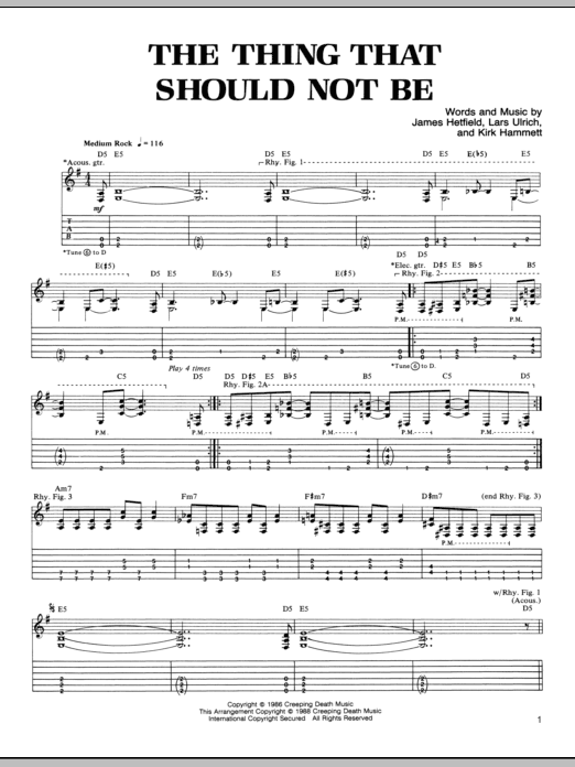 Download Metallica The Thing That Should Not Be Sheet Music and learn how to play Lyrics & Chords PDF digital score in minutes