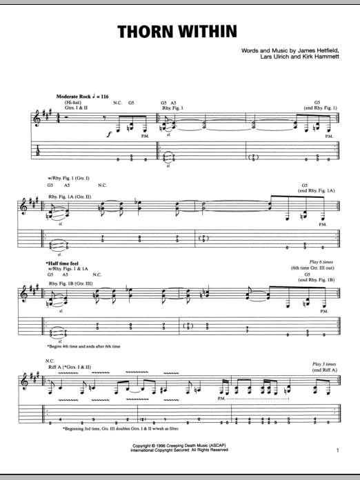 Download Metallica The Thorn Within Sheet Music and learn how to play Guitar Chords/Lyrics PDF digital score in minutes