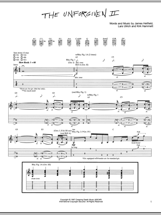 Download Metallica The Unforgiven II Sheet Music and learn how to play Lyrics & Chords PDF digital score in minutes