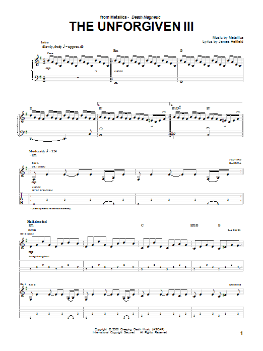 Download Metallica The Unforgiven III Sheet Music and learn how to play Drums Transcription PDF digital score in minutes