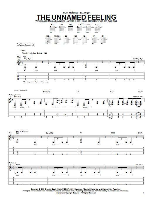 Download Metallica The Unnamed Feeling Sheet Music and learn how to play Lyrics & Chords PDF digital score in minutes
