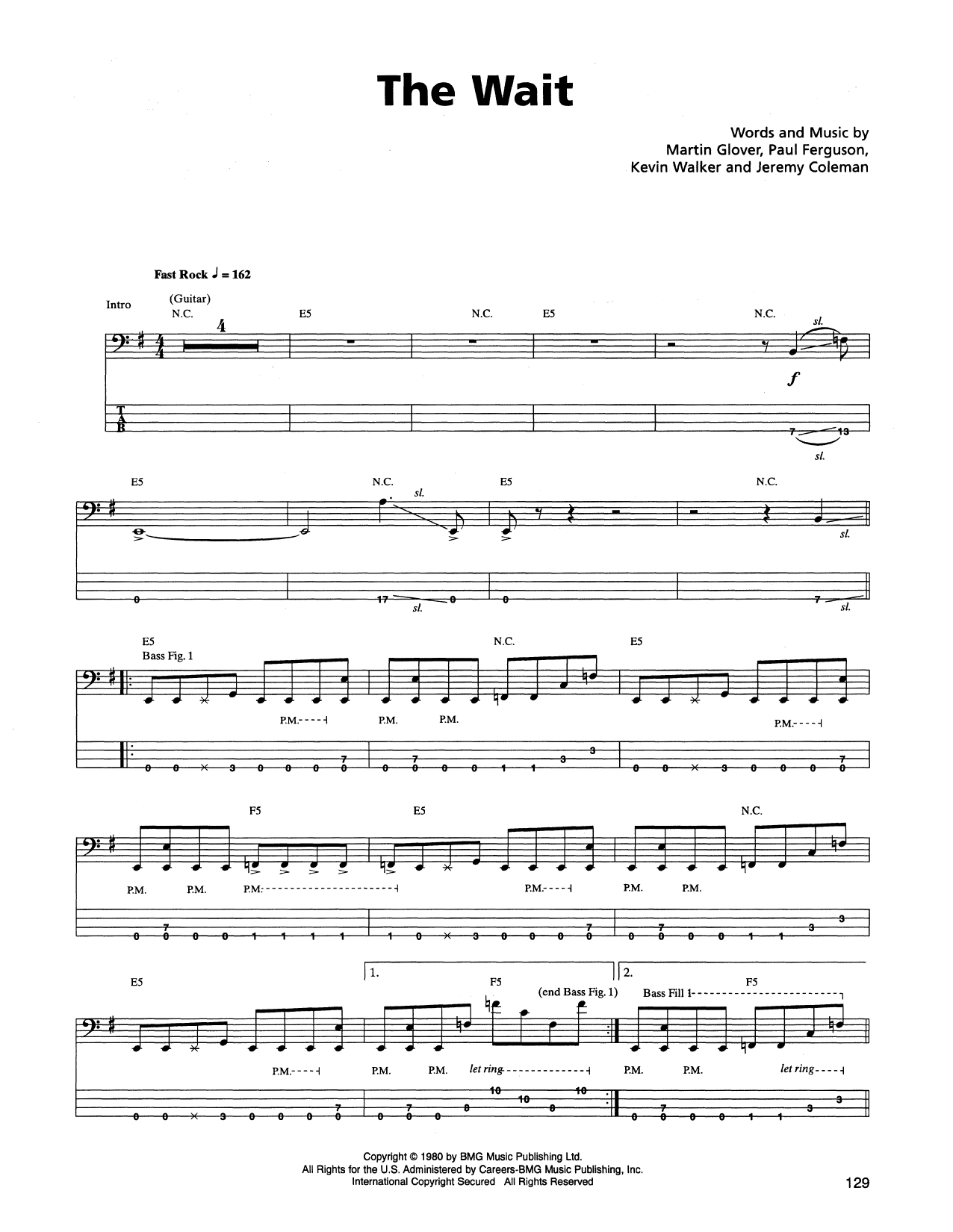 Download Metallica The Wait Sheet Music and learn how to play Bass Guitar Tab PDF digital score in minutes