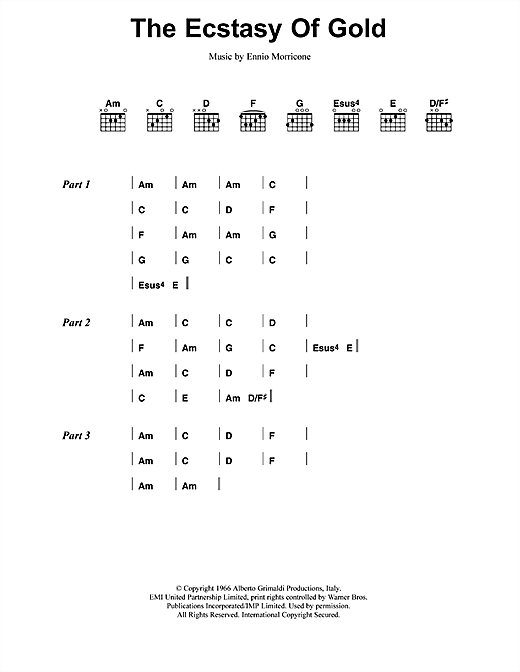 Download Metallica The Ecstasy Of Gold Sheet Music and learn how to play Lyrics & Chords PDF digital score in minutes