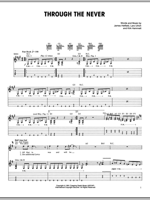 Download Metallica Through The Never Sheet Music and learn how to play Bass Guitar Tab PDF digital score in minutes