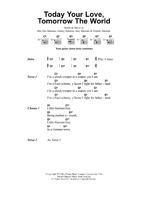 Download Metallica Today Your Love, Tomorrow The World Sheet Music and learn how to play Lyrics & Chords PDF digital score in minutes