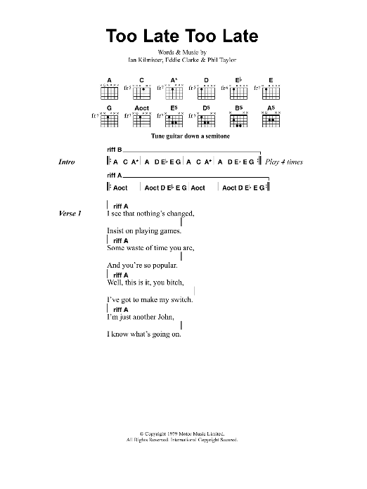 Download Metallica Too Late Too Late Sheet Music and learn how to play Bass Guitar Tab PDF digital score in minutes