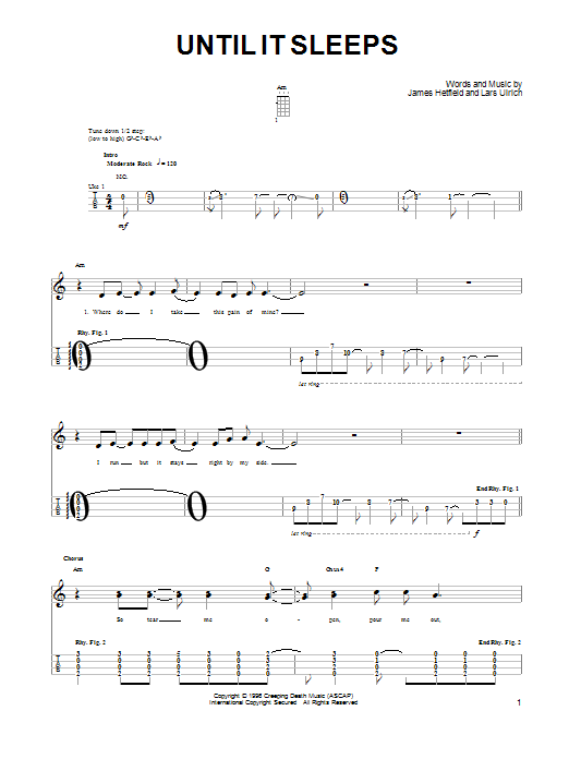 Download Metallica Until It Sleeps Sheet Music and learn how to play Lyrics & Chords PDF digital score in minutes