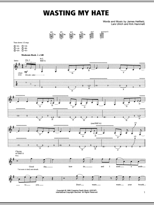 Download Metallica Wasting My Hate Sheet Music and learn how to play Bass Guitar Tab PDF digital score in minutes