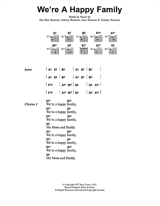 Download Metallica We're A Happy Family Sheet Music and learn how to play Lyrics & Chords PDF digital score in minutes