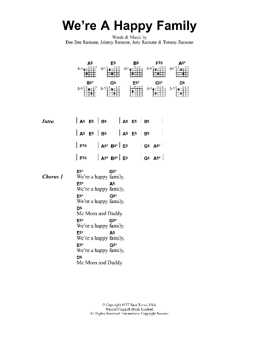 Download Metallica We're A Happy Family Sheet Music and learn how to play Lyrics & Chords PDF digital score in minutes