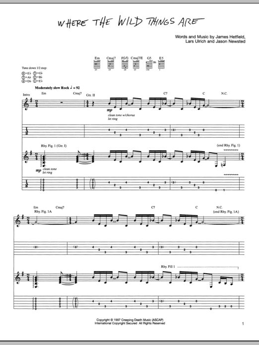 Download Metallica Where The Wild Things Are Sheet Music and learn how to play Lyrics & Chords PDF digital score in minutes
